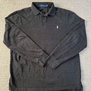 Polo by Ralph Lauren Men's Charcoal Long Sleeve Polo